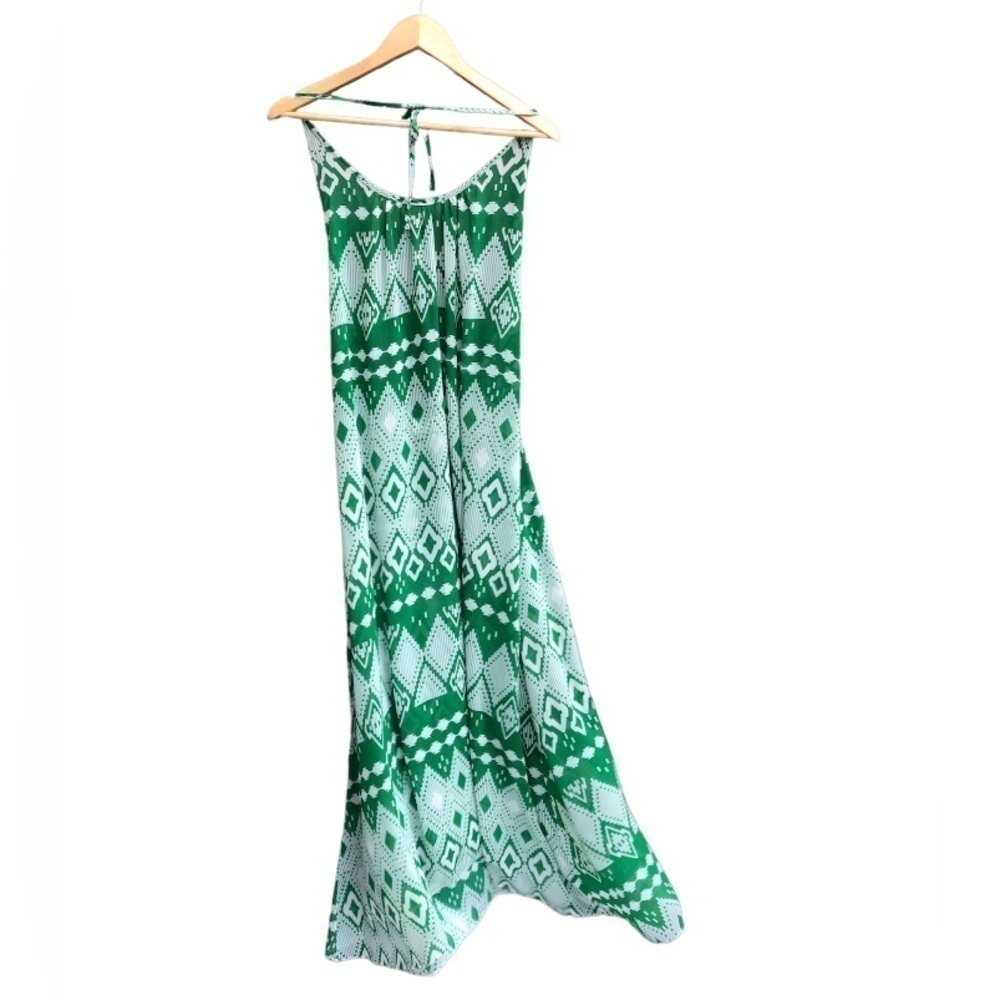 Josa Tulum long open back dress M/L white green